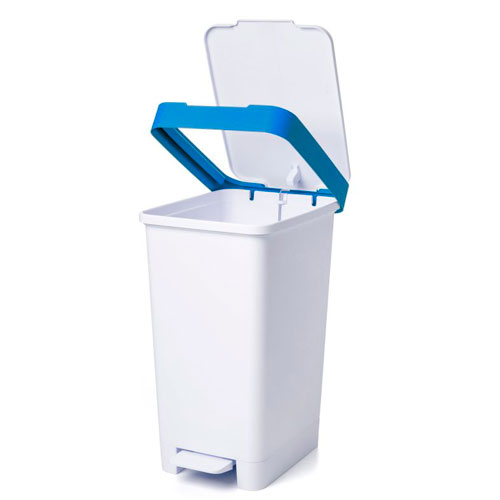 Cubo basura reciclaje plastico apertura pedal 35 Litros Azul