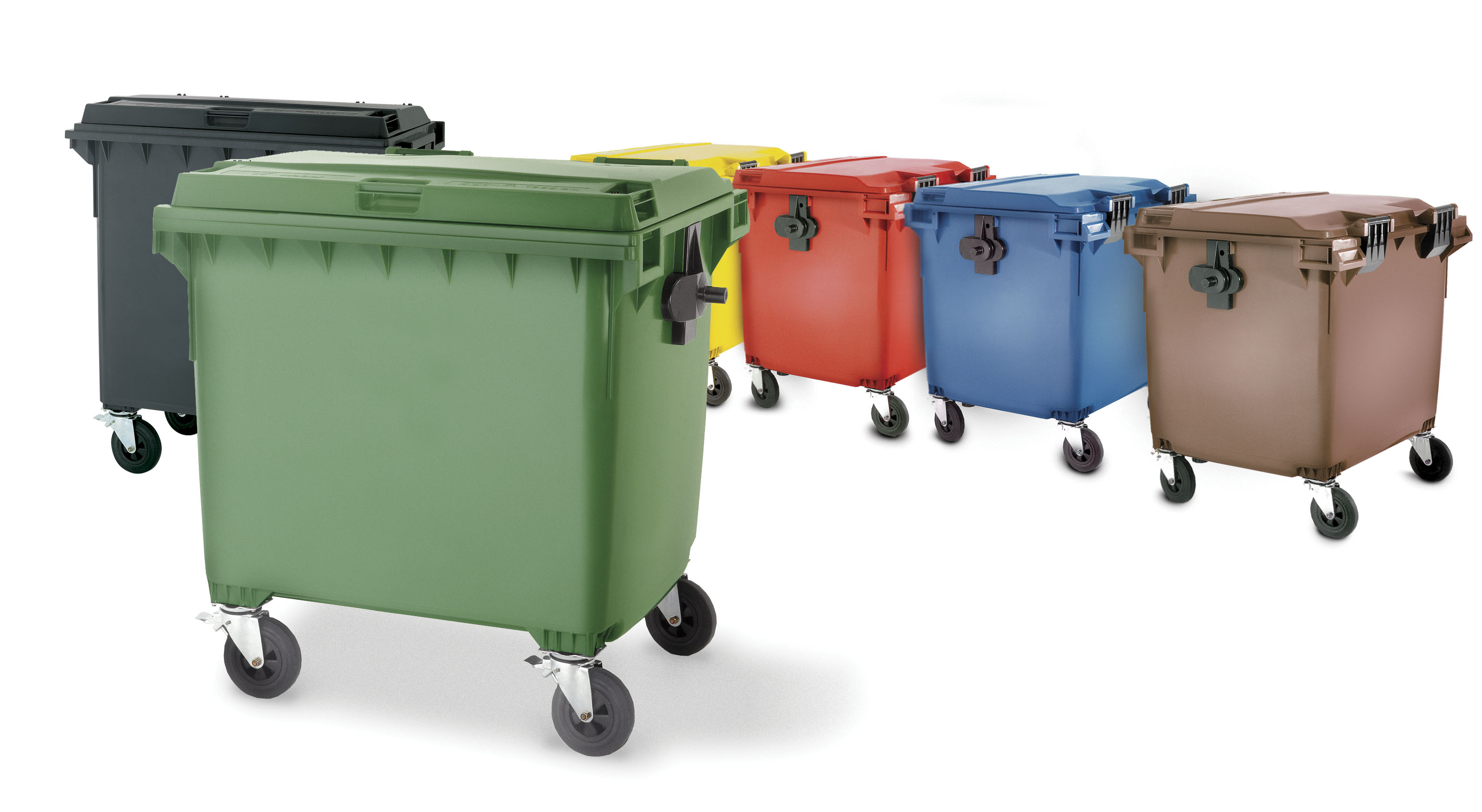 CONTENEDOR BASURA 660L TAPA PLANA 4 RUEDAS