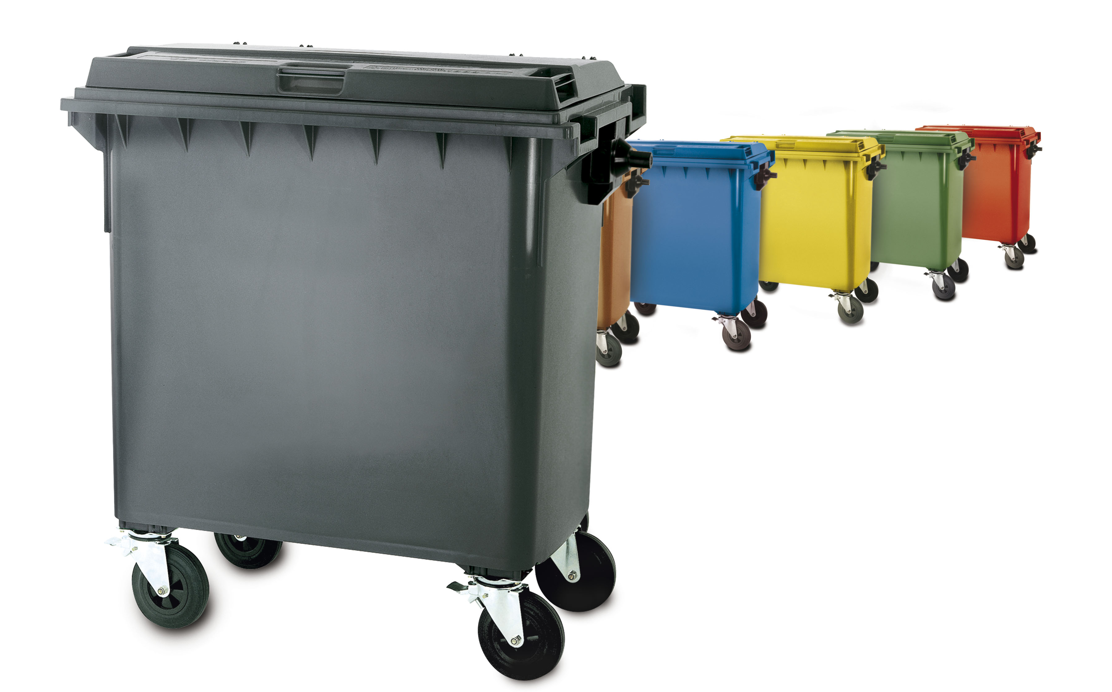 CONTENEDOR BASURA 800L TAPA PLANA 4 RUEDAS