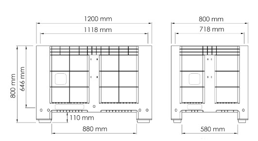 SUPERBOX, PALOT CERRADO 4 PIES 1200x800x800GRIS vista 2