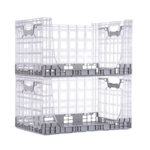 CUBETA TRANSPARENTE PLEGABLE DE PLÁSTICO 600x400x329mm 56L vista 3